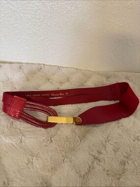 Christian Dior Leather and Python elasticized Belt vintage early 80’s